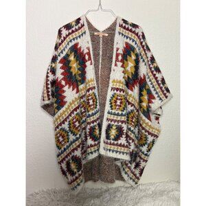 Magnolia Lane Southwestern Aztec Print Poncho Sweater L/XL
